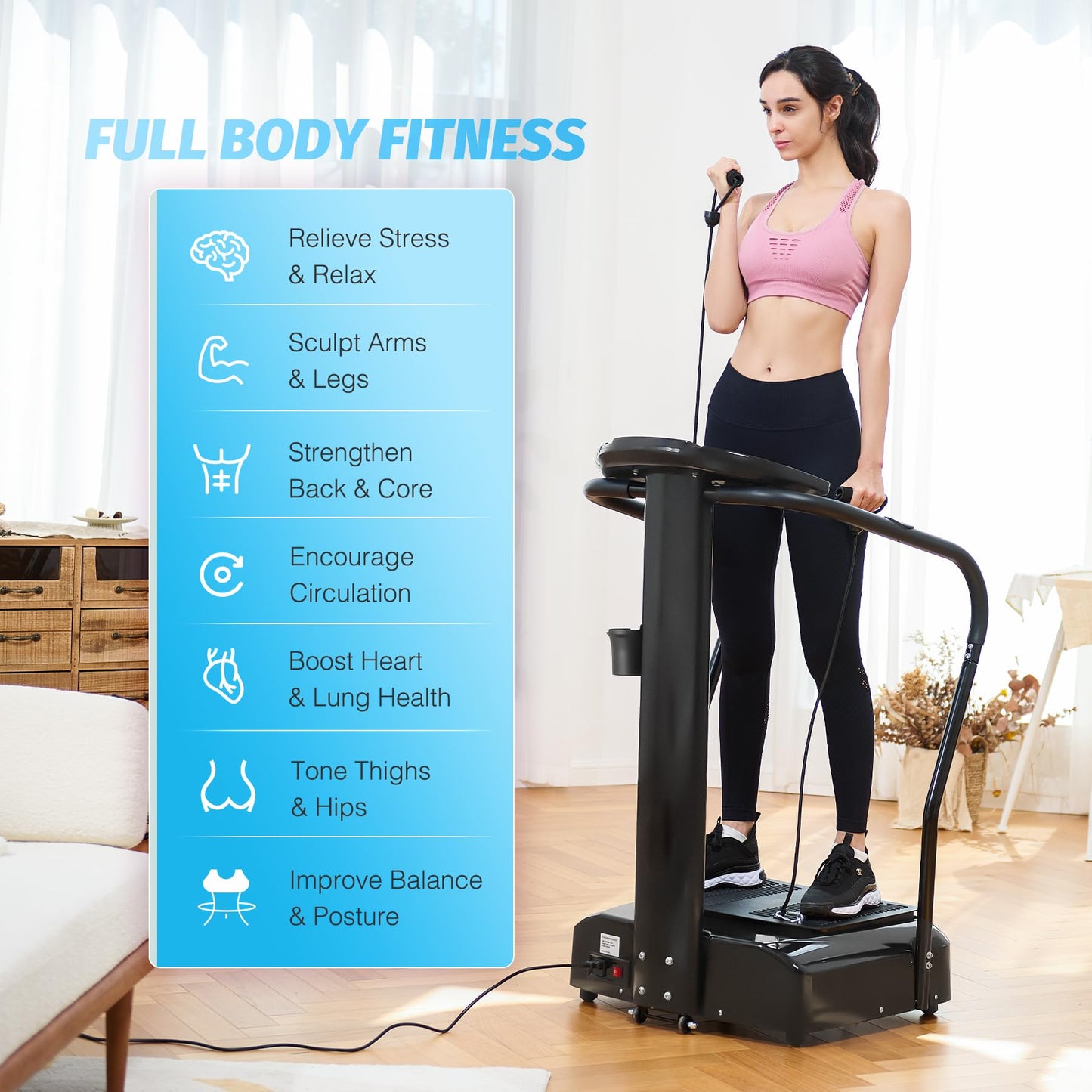 ZELUS Whole Body Vibration Plate, 500W Vibration Plate Exercise Machine with 99 Levels 3 Preset Modes & 2 Resistance Bands, Training Fitness Vibration Platform Machine for Home Gym with 330lb Capacity