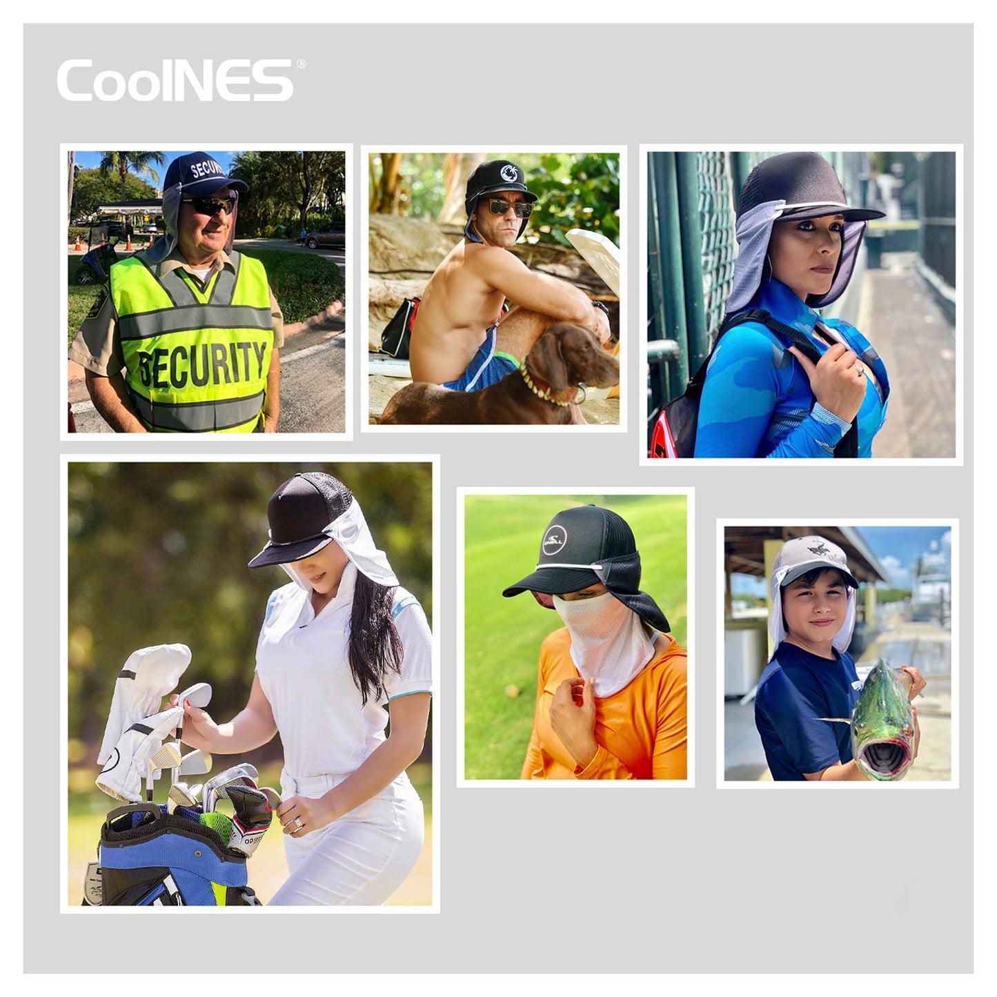 CoolNES - UV Sun Protection Neck Drape Adjustable Multifunctional 2 in 1 Face Covering for Outdoor Fishing - Unisex White