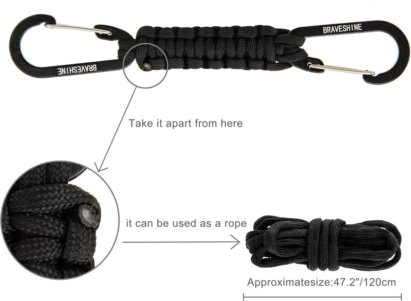Paracord Keychain Carabiner Clip - Versatile D Ring Lanyard Hanger for Water Bottles, Keys & Backpacks | Ideal for Men & Women