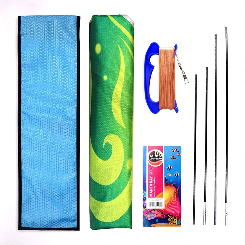 Colorful Devil Fish Kite for Kids & Adults - Easy to Fly Delta Design | 300ft String Handle Included
