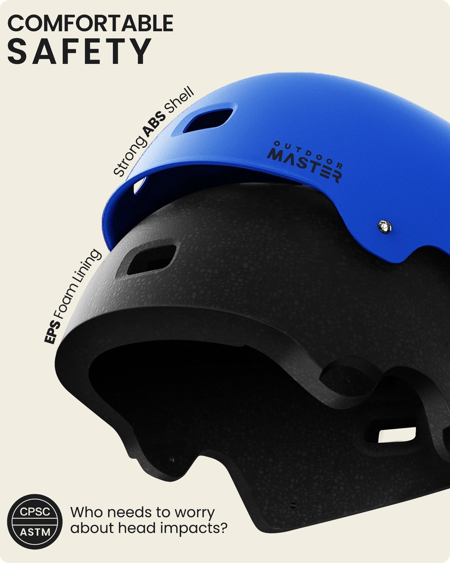 OutdoorMaster Skateboard Cycling Helmet - Two Removable Liners Ventilation Multi-Sport Scooter Roller Skate Inline Skating for Kids, Youth & Adults