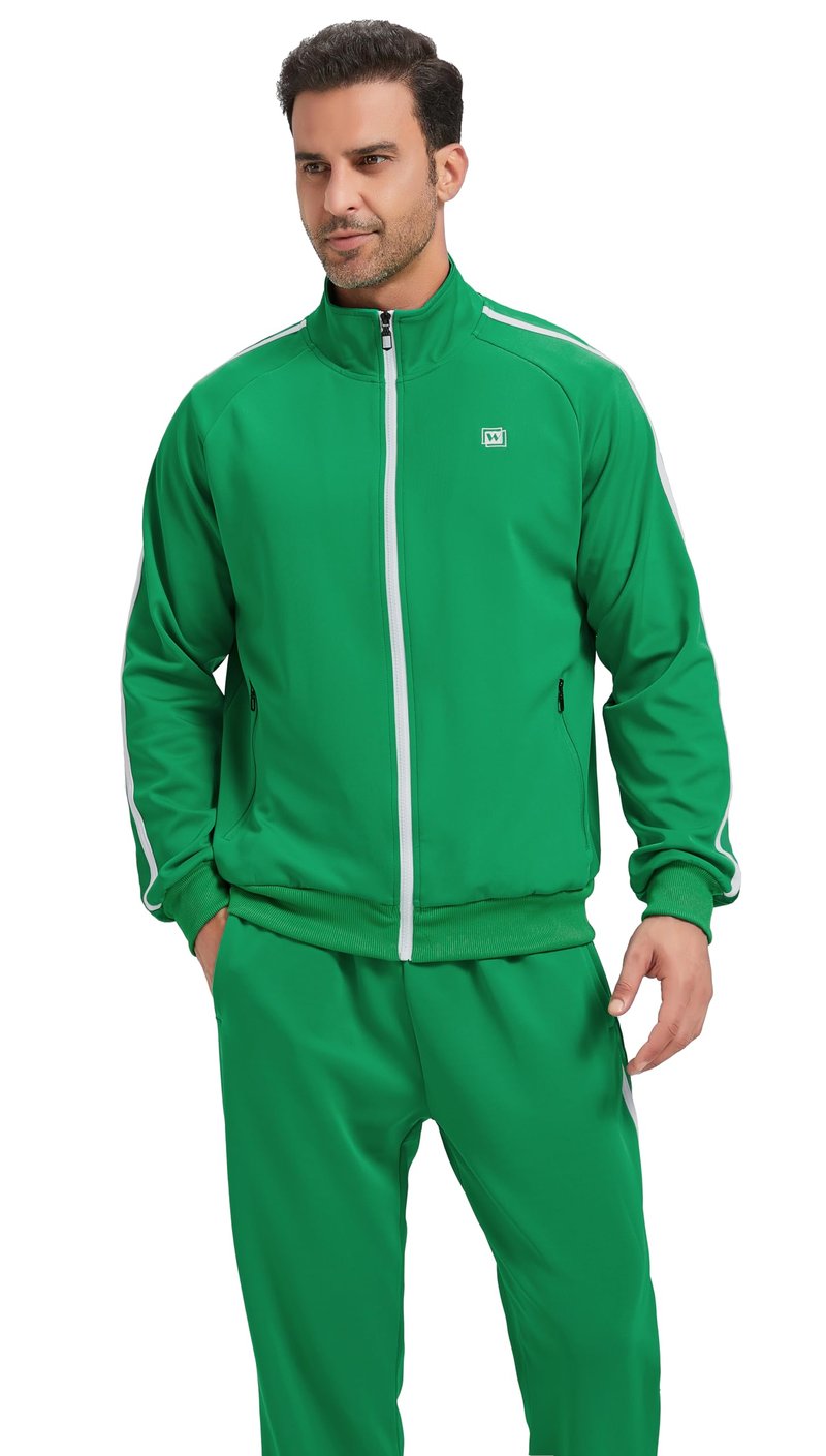 WSKFLY Men's Tracksuits Set Long Sleeve Causal Full Zip Running Sports Sweatsuits Track Suits for Men 2 Piece Outfits Jogging Suits Green WS-Green-XL