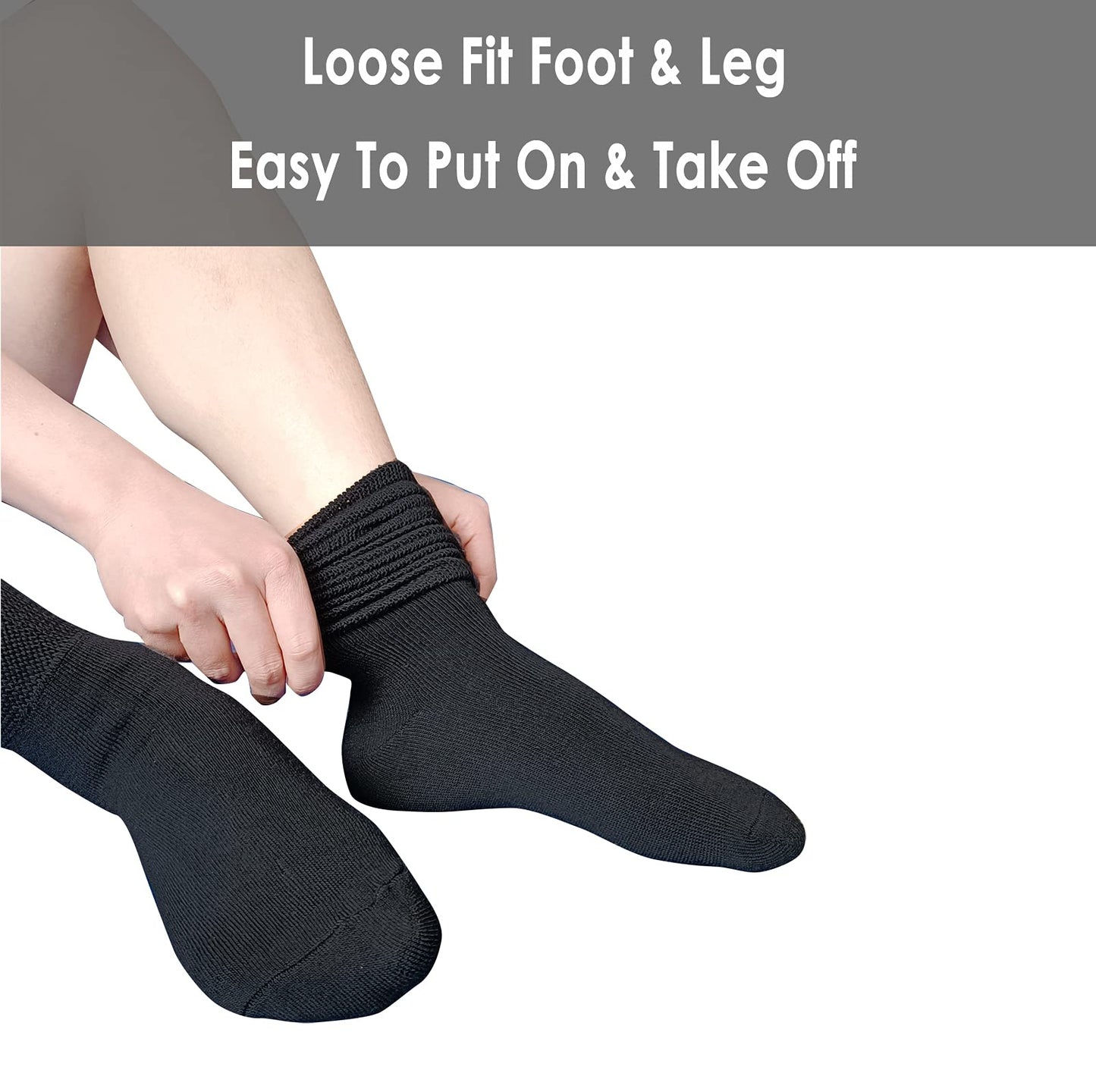 VEIGIKE Extra Wide Lymphedema Bariatric Socks Knee High Replacemen Sock Liner for Air Cam Walkers Brace Orthopedics Cast Boot Men Women, Black-2pairs, One Size