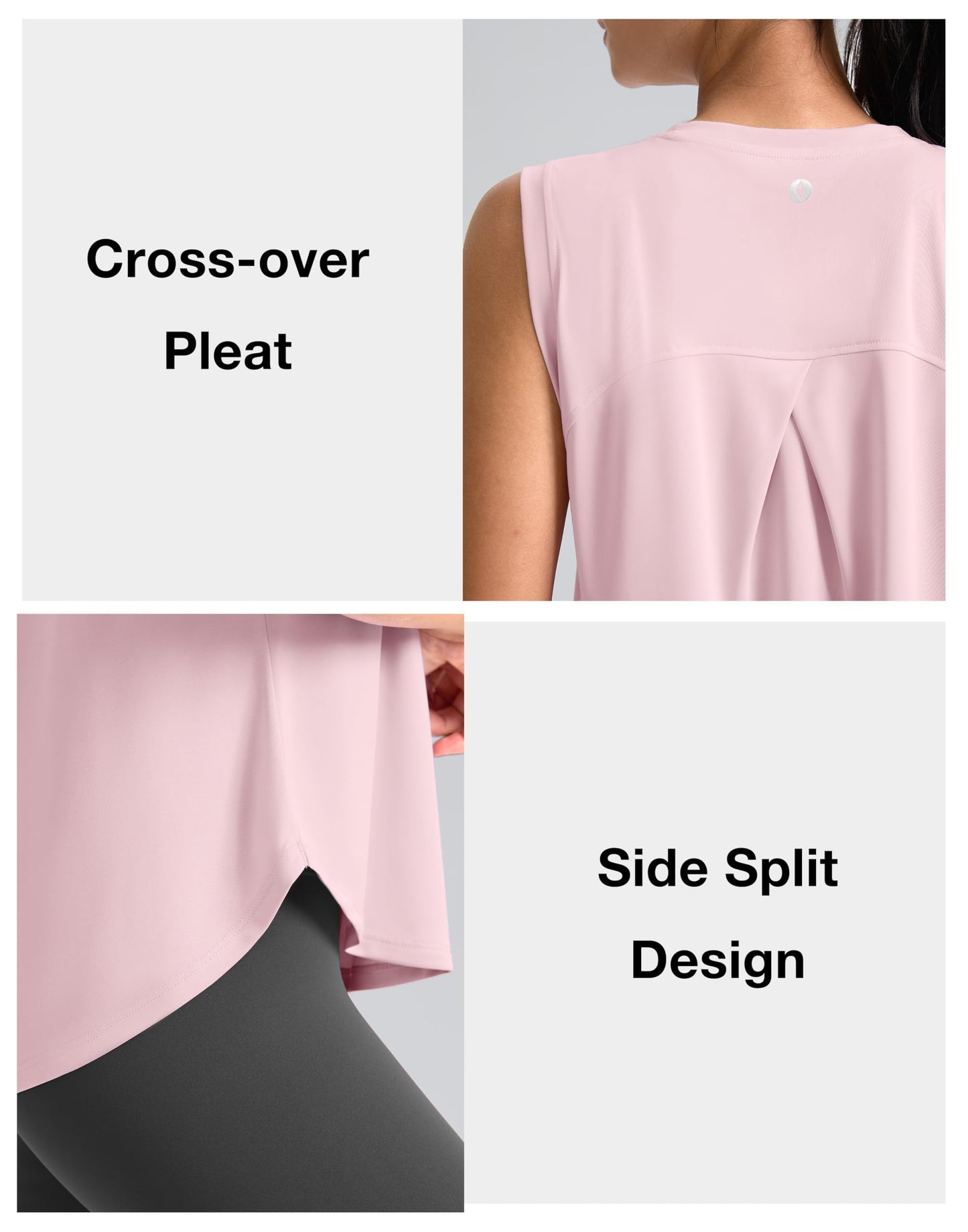 SANTINY Women's Sleeveless Workout Tops Breathable Lightweight Active Tennis Yoga Shirts Athletic Running Tank Tops for Women (Pink_L)