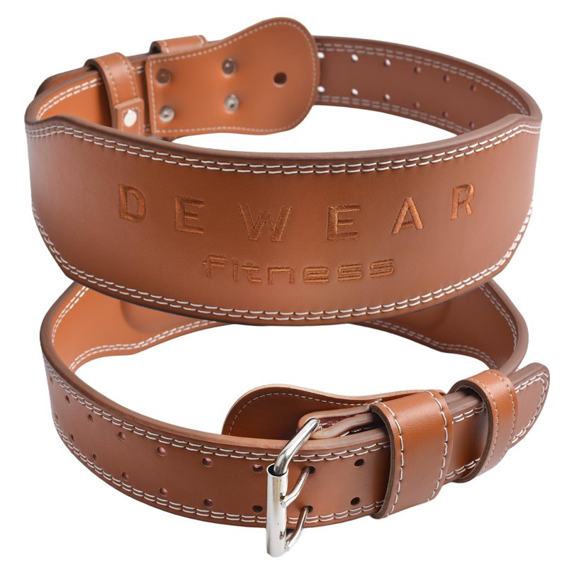 Genuine Leather Weight Lifting Belt, 4”& 6” Padded Lumbar Back Support, 10 Adjustable Holes, Gym Weight Belt Ideal for Deadlift, Powerlifting, Bodybuilding and Squat (4-Inch Brown, L (33"-37"))
