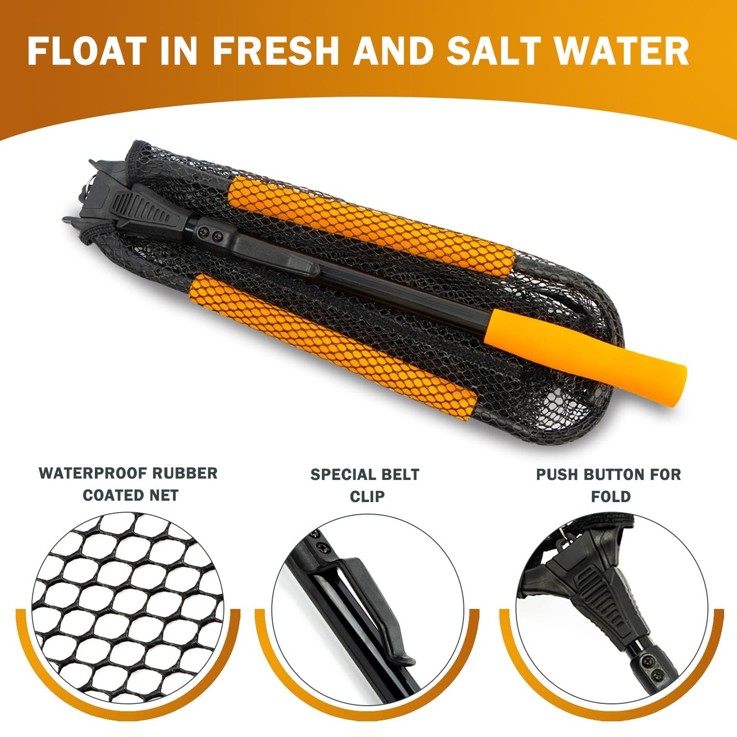 MoiShow Floating Landing Net – Foldable Fishing Net for Freshwater & Saltwater – Lightweight Fly Fishing Net