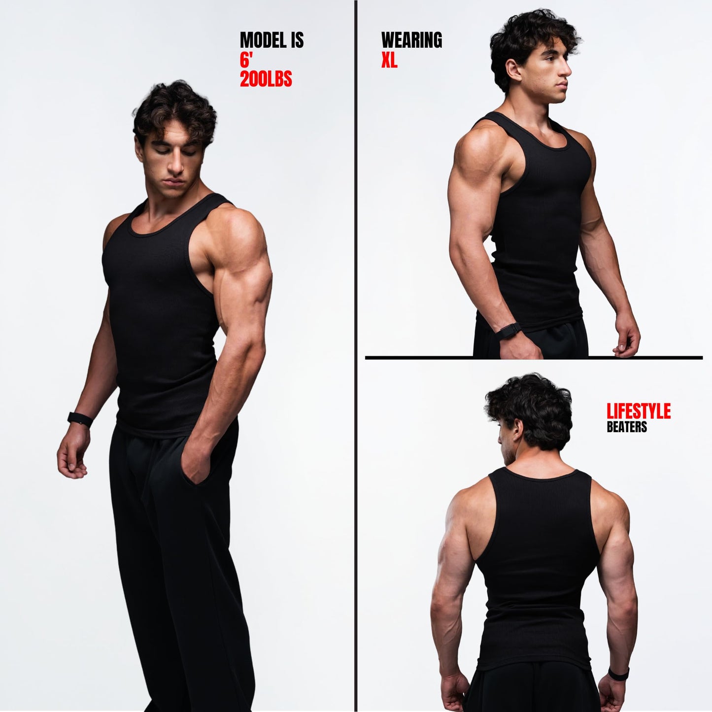 Ekkovision Lifestyle Beaters, Tank Tops, Cotton Spandex, Black, M