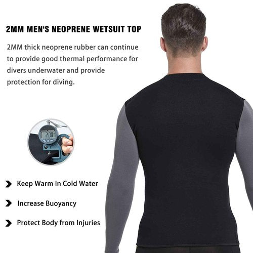 DEHAI Mens Women's Wetsuit Top Jackets, 2mm 3mm Neoprene Kids Wet Suit Long Sleeve Shirt and Youth Front Zip Sleeveless Vest, Water Sports Keep Warm for Diving Swimming Waterski Surfing