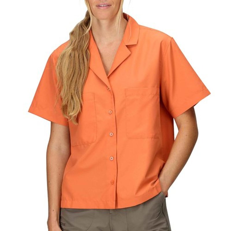 MARMOT Women's AirExchange UPF 40 Short Sleeve Camp Shirt - Lightweight Breathable Quick-Dry, Pomelo, Small