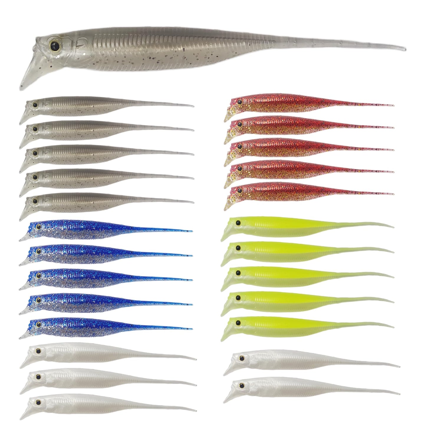 Eupheng 3.5Inches/4Inches/6Inches Soft Plastic Swimbait with Lip, Trimmable Tail, Realistic Mid-Strolling Hover-Strolling Soft Fishing Lures for Bass Fishing