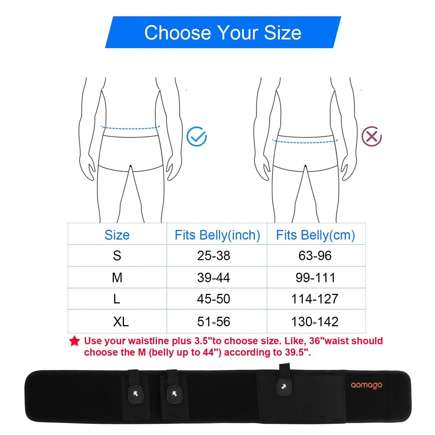 Aomago Belly Band Holsters for Men Women with Extra Mag Pouch - Small Adjustable Waistband, Gun Holster Fits Glock, Bodyguard 380, Taurus 1911, Sig Sauer, etc