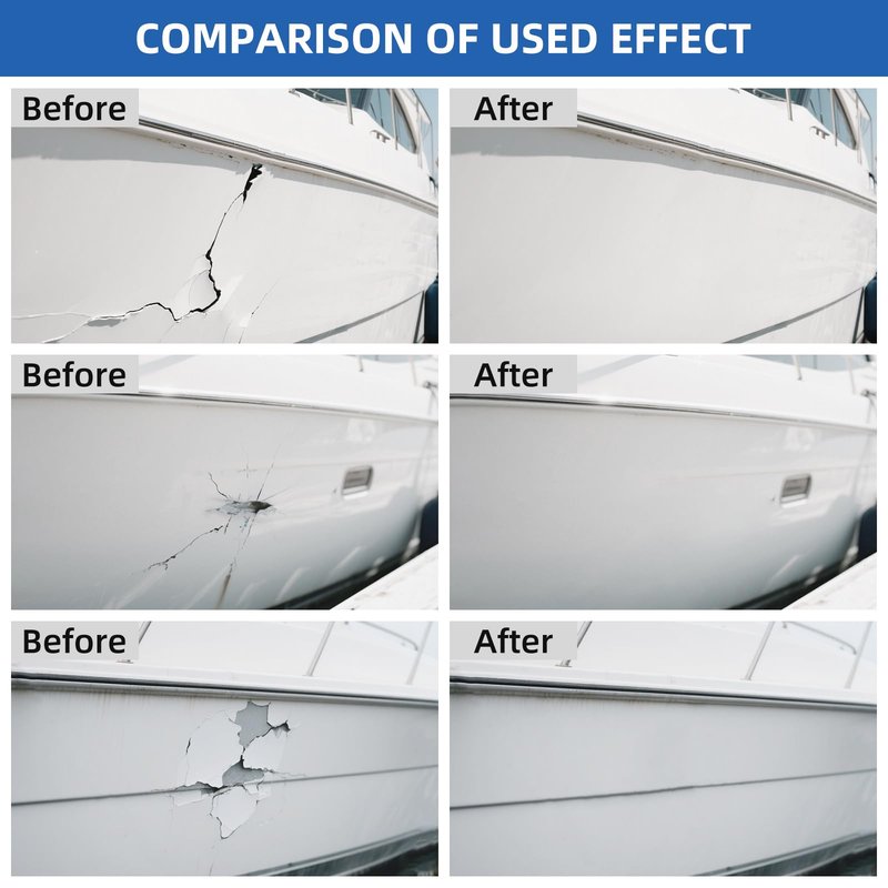 FENFANDAS Fiberglass Boat Repair Kit White, Gel Coat Repair Kit for Boats, Marine Fiberglass Repair Kit for Boats, Epoxy Filler for Boats, Fiberglass Repair Kit Fix Holes Chips Pits Cracks