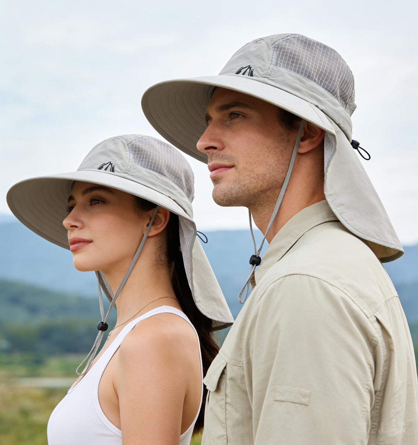 LMLALML Womens Sun Hats Hiking Fishinghat Wide Brim UPF 50+ UV Protection Gardening Hats with Large Neck Flap for Womens and Young Girls Light Gray