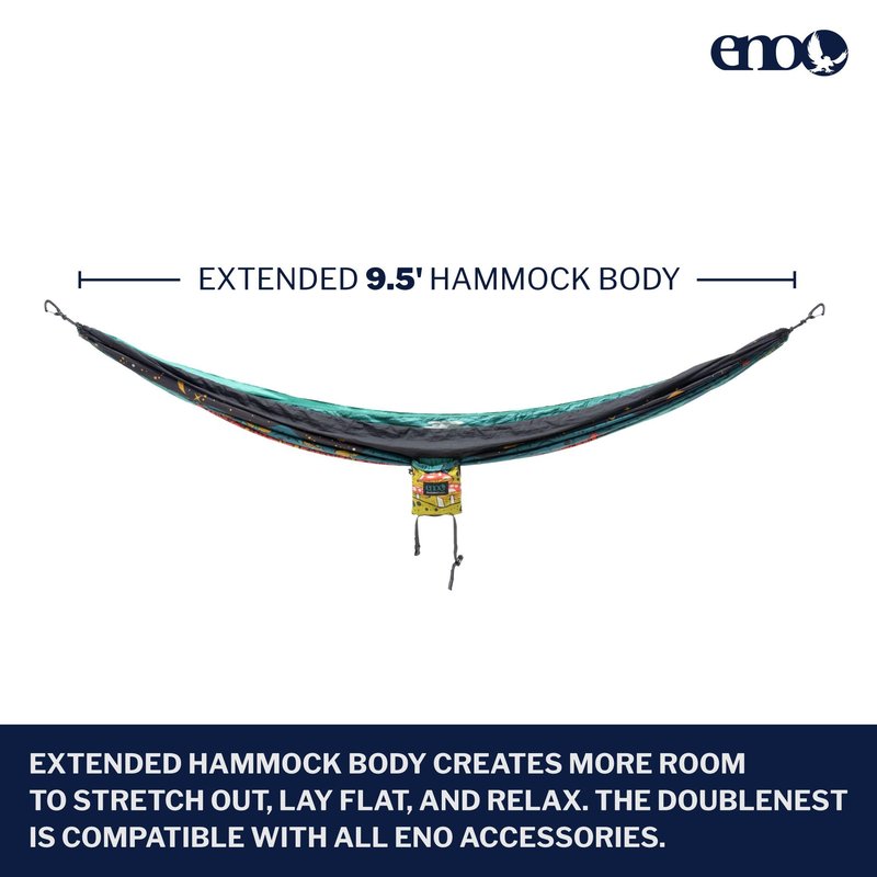 ENO DoubleNest Hammock - Lightweight, Portable, 1 to 2 Person Hammock - for Camping, Hiking, Backpacking, Travel, a Festival, or The Beach - Day to Night