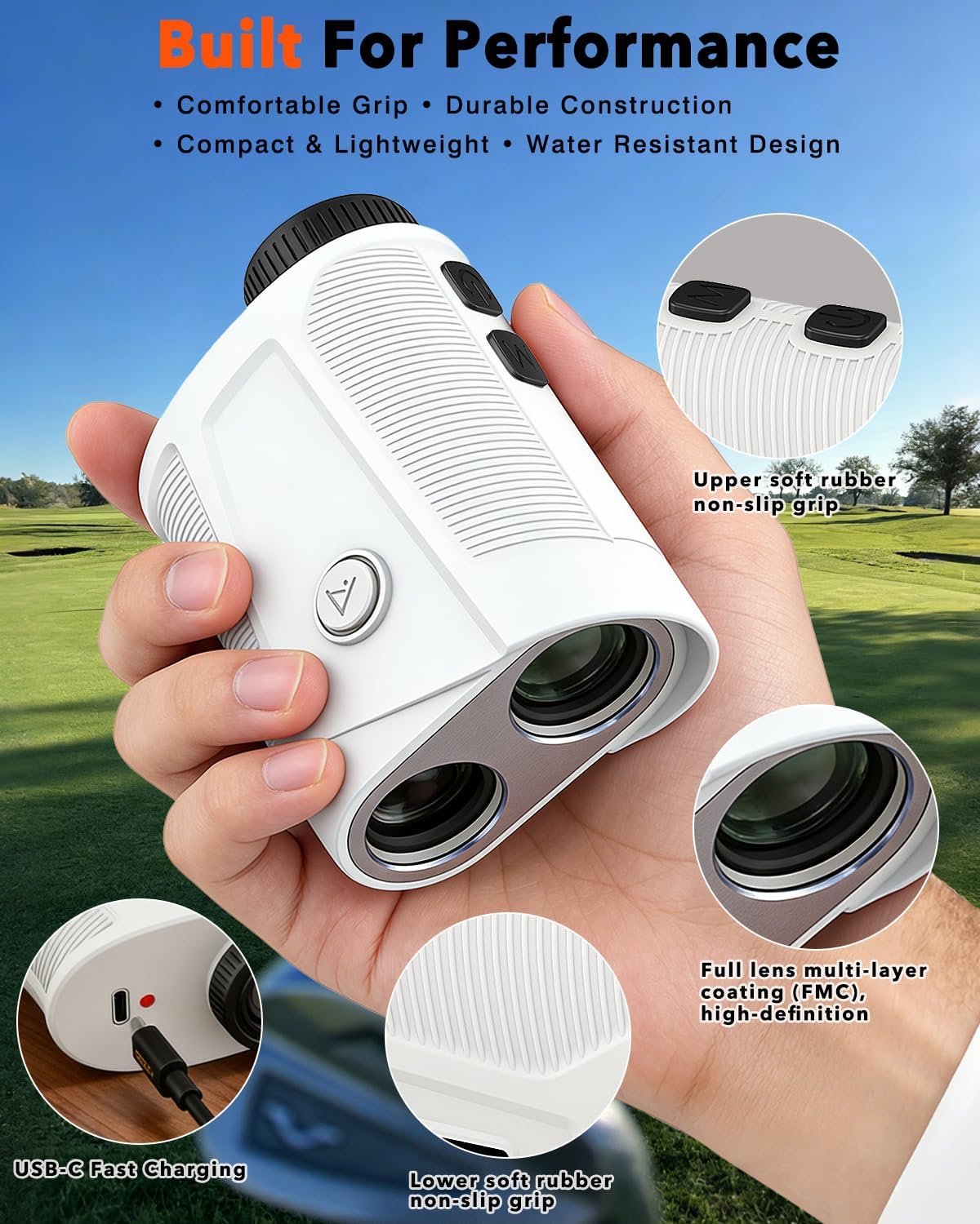 Golf Rangefinder with Slope - 1500 Yards Laser Range Finder for Accurate Golfing & Hunting | 7X Magnification, USB-C Rechargeable