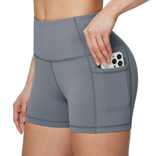 baleaf Gym Workout Shorts Women 3" Biker Yoga Spandex Running Volleyball Tummy Control Compression Short with Pockets Grey XL