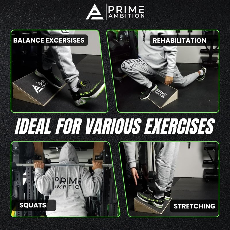 Premium Knees Over Toes Slant Board for Calf Stretching - Athletic Performance, Training Slant Board for Squats - Slanted Squat Board Non-Slip Surface - 25 Degree Incline, 1000 Lbs Weight Capacity