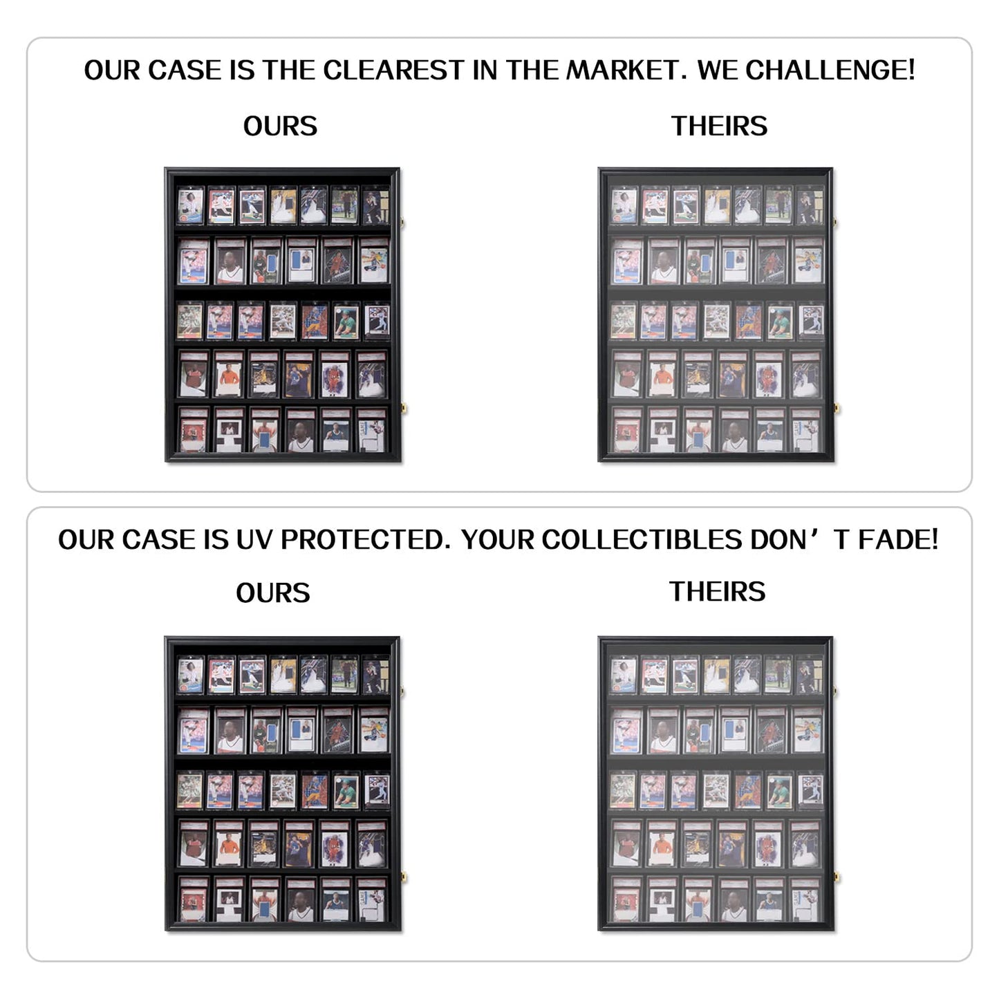 KCRasan 3 Pack 35 Graded Sports Card Display Frame -Baseball Card Display Case Lockable - Trading Card Collector Wall Display Holder for Basketball Football Cards, UV Protection Acrylic
