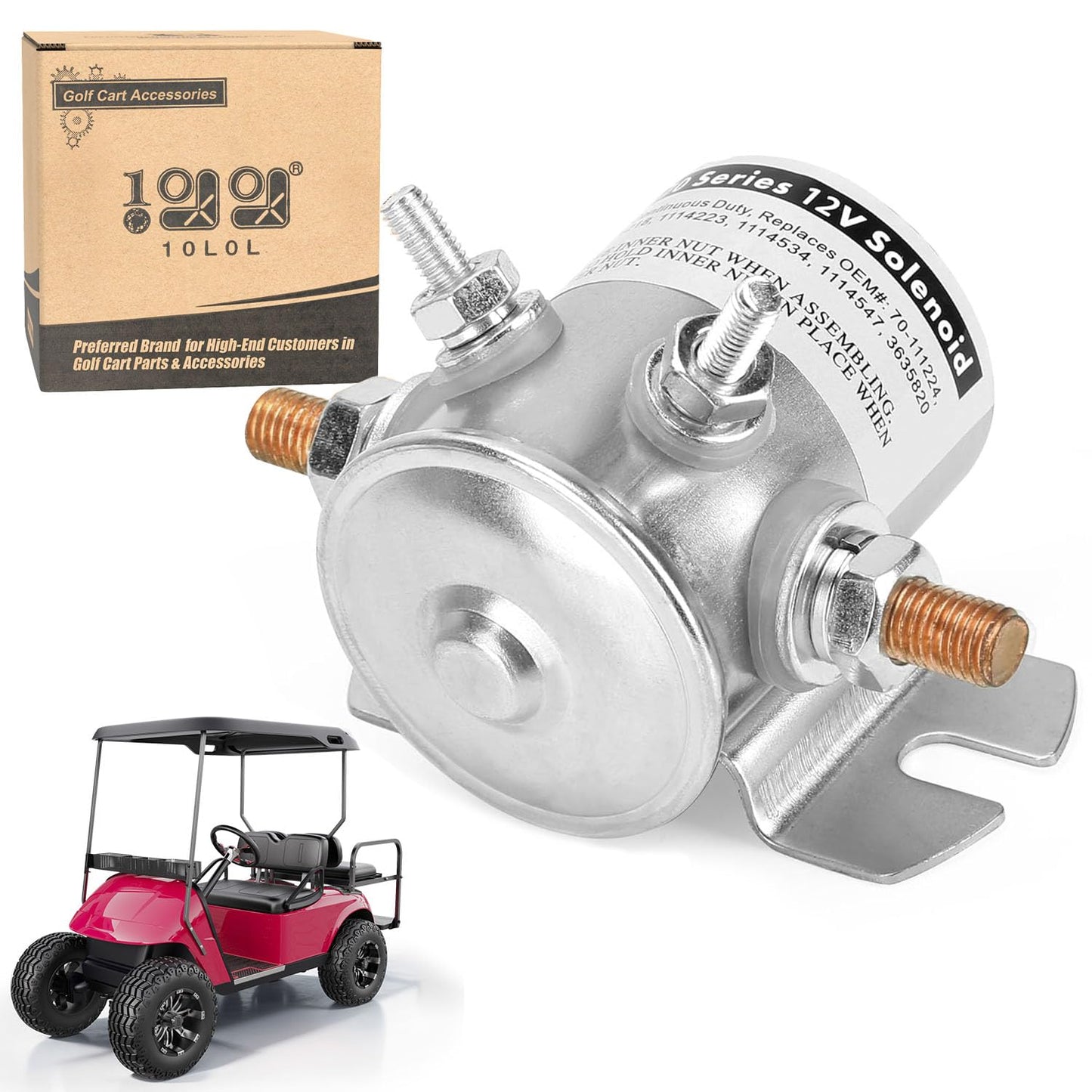 10L0L Max 250A 12V Solenoid Relay for EZGO Marathon 1979-1994 & Cushman Gas Golf Cart, 4 Terminal Continuous Duty, OEM# 16542G1 16542-G1 889673 70-111224 3635820
