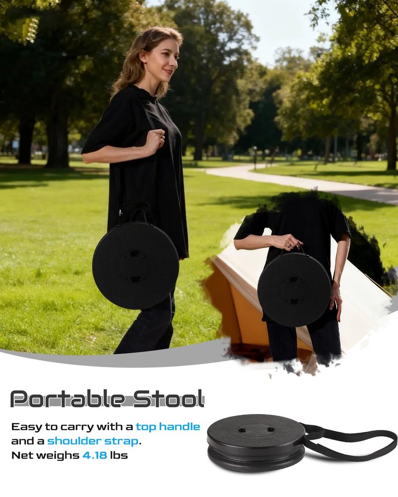 Spisces 2026 Heavy Duty XXL Collapsible Stool | 1000lbs Capacity, 20-in Taller & 13-in Wider Foldable Retractable Telescoping Stool for Adults, Oversized Camping, Fishing, Concert, Event, Stadium