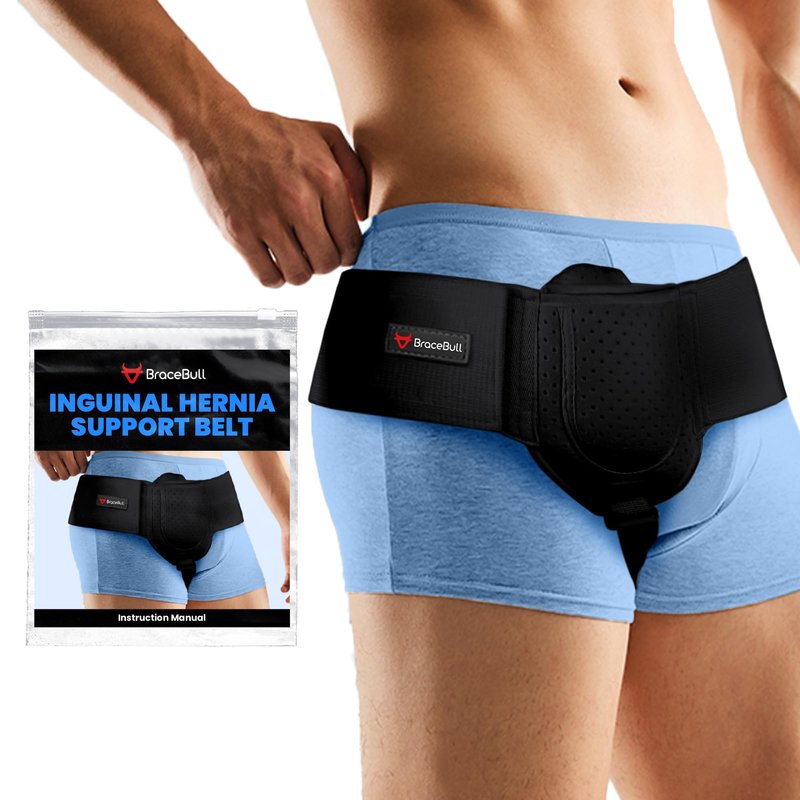 Hernia Belts for Men & Women, Adjustable Inguinal Hernia Belt for Men with Pad Support, Post-Surgery Recovery Truss, Universal Abdominal Strap Guard for Left or Right Side (Medium, Black)