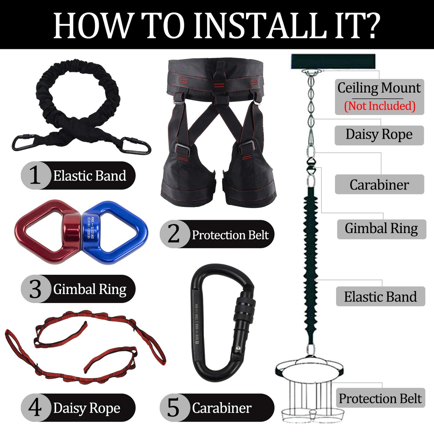 DASKING Pro Yoga Resistance Band - Heavy Duty Bungee Cord for Home Gym, Pilates & Agility Training(Weight Class-4)