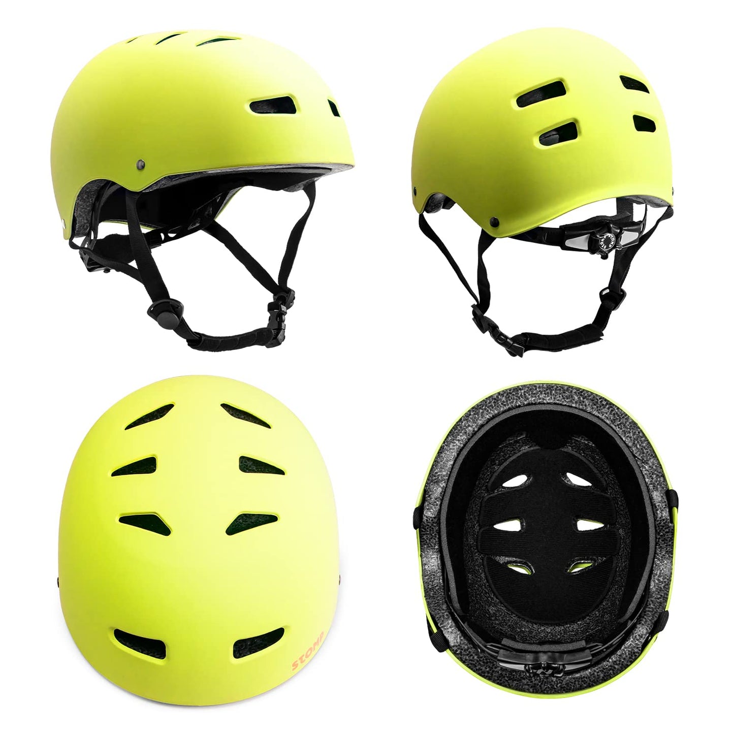 STOMP Skateboard Helmet - Removable Liners Ventilation Multi-Sport Scooter Inline Skating for Youth & Adults (Matte Lemon, Large)