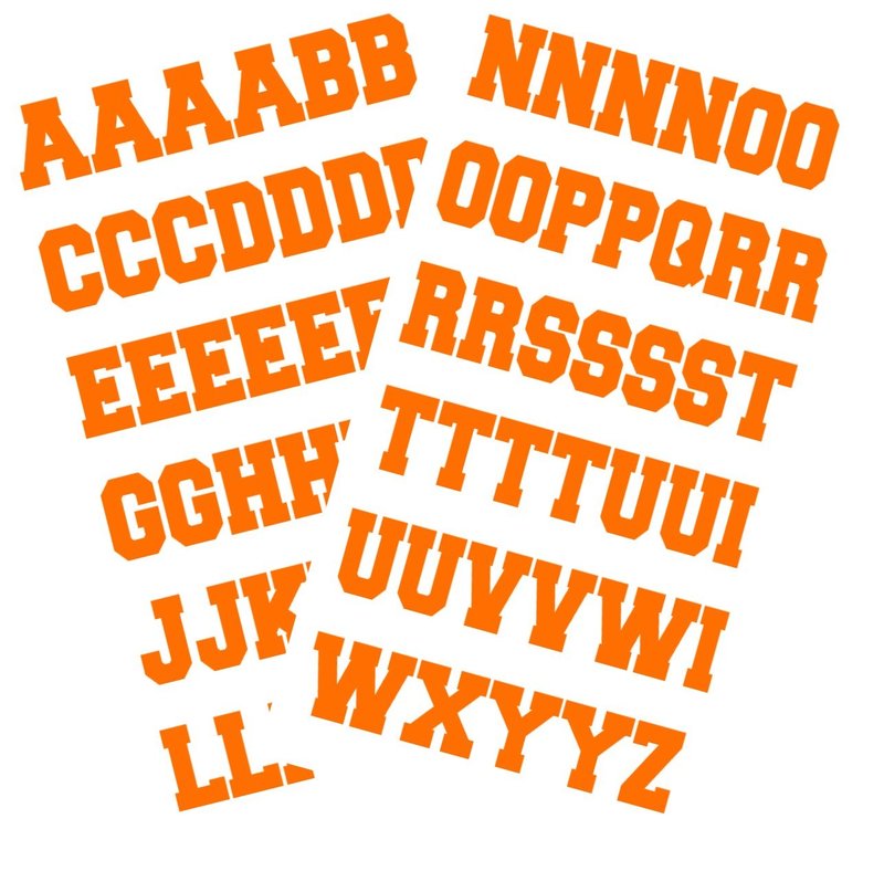 Sports Helmet Letters 1" by Chalkallaboutit® Baseball, Hockey, Football and Lacrosse (Orange)