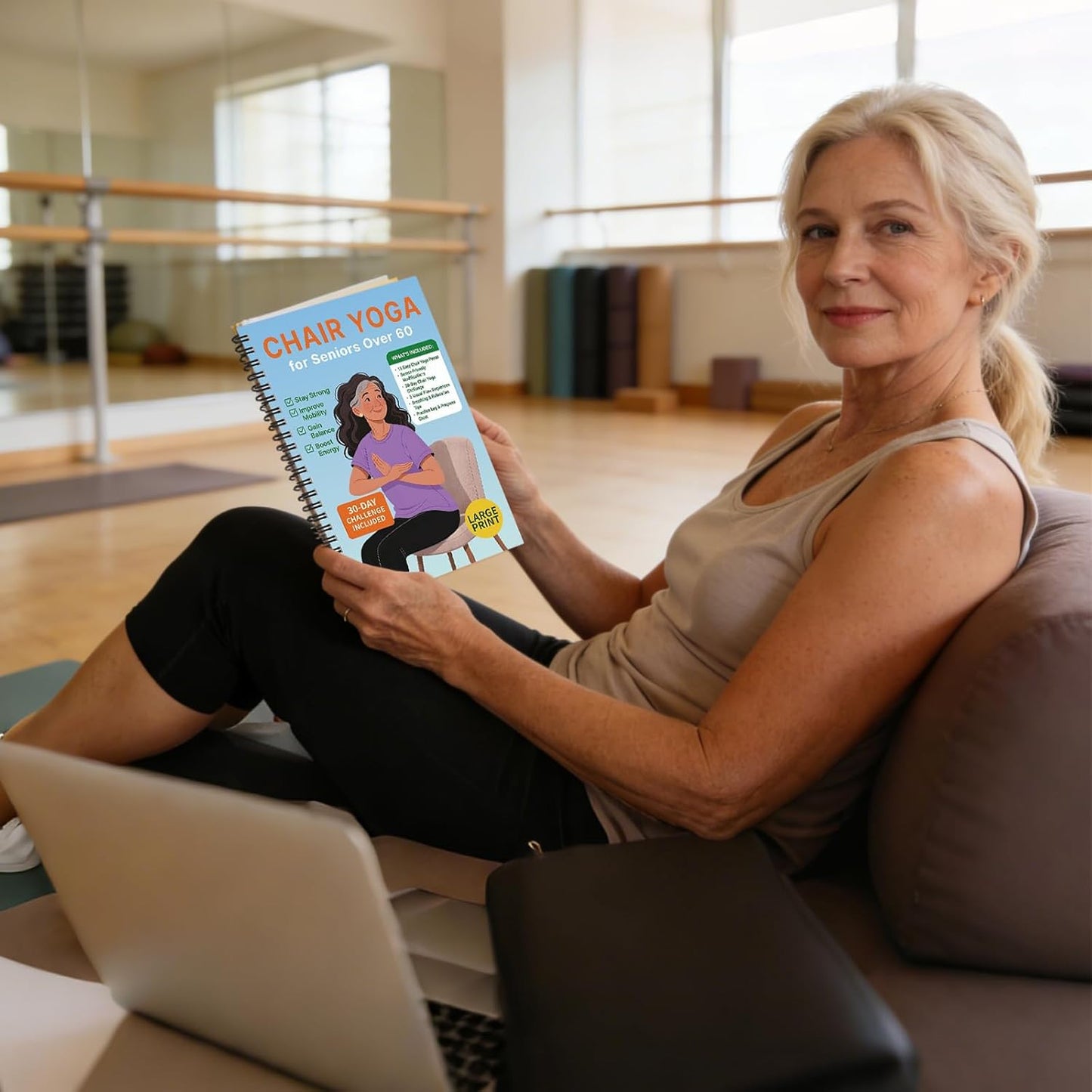 Chair Yoga for Seniors | 30-Day Challenge Book & Wall Chart - Gentle Seated Exercises for Flexibility & Mobility (8.5 x 11 in)