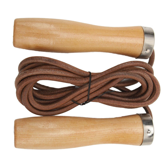 Jumps Rope Cowhide Wooden Handle Portable Highly Effective Skipping Rope for Fitness Exercise