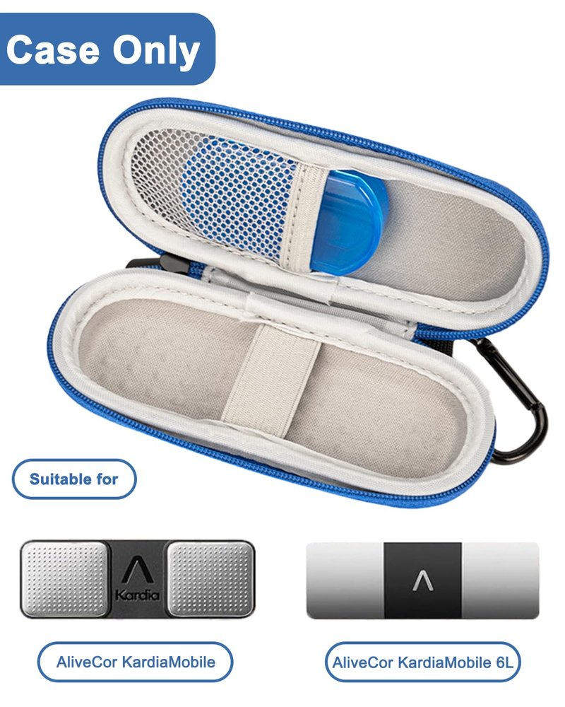 Case Compatible with Kardiamobile EKG Monitor, Hard Travel Storage for Alivecor Kardia Mobile 6L Heart Monitor with Pill Box and Carabiner Clip for iPhone & Android Devices