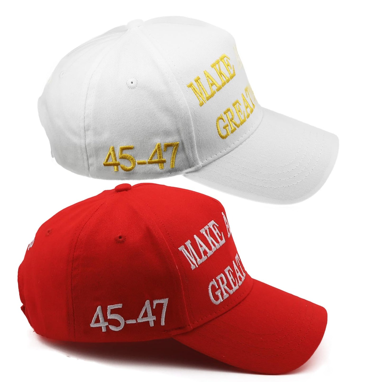 Nigua MAGA Hat, 2PCS 45-47 Trump 2024 Hat Make America Great Again Slogan Baseball Cap