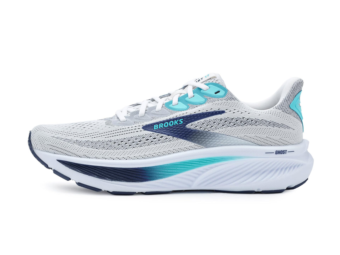 Brooks Men's Ghost 17 White/Beacon Blue/Ipanema 9.5 Medium