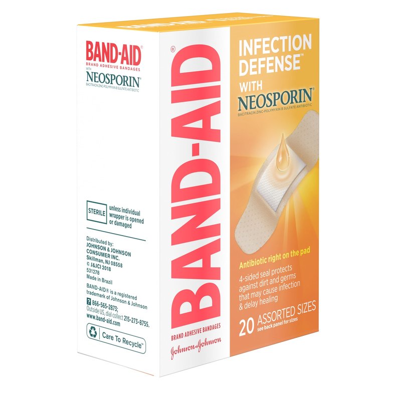 Band-Aid Brand Bandages with Neosporin Antibiotic Ointment, Assorted Sizes, 20 Count ( Pack Of 6 )