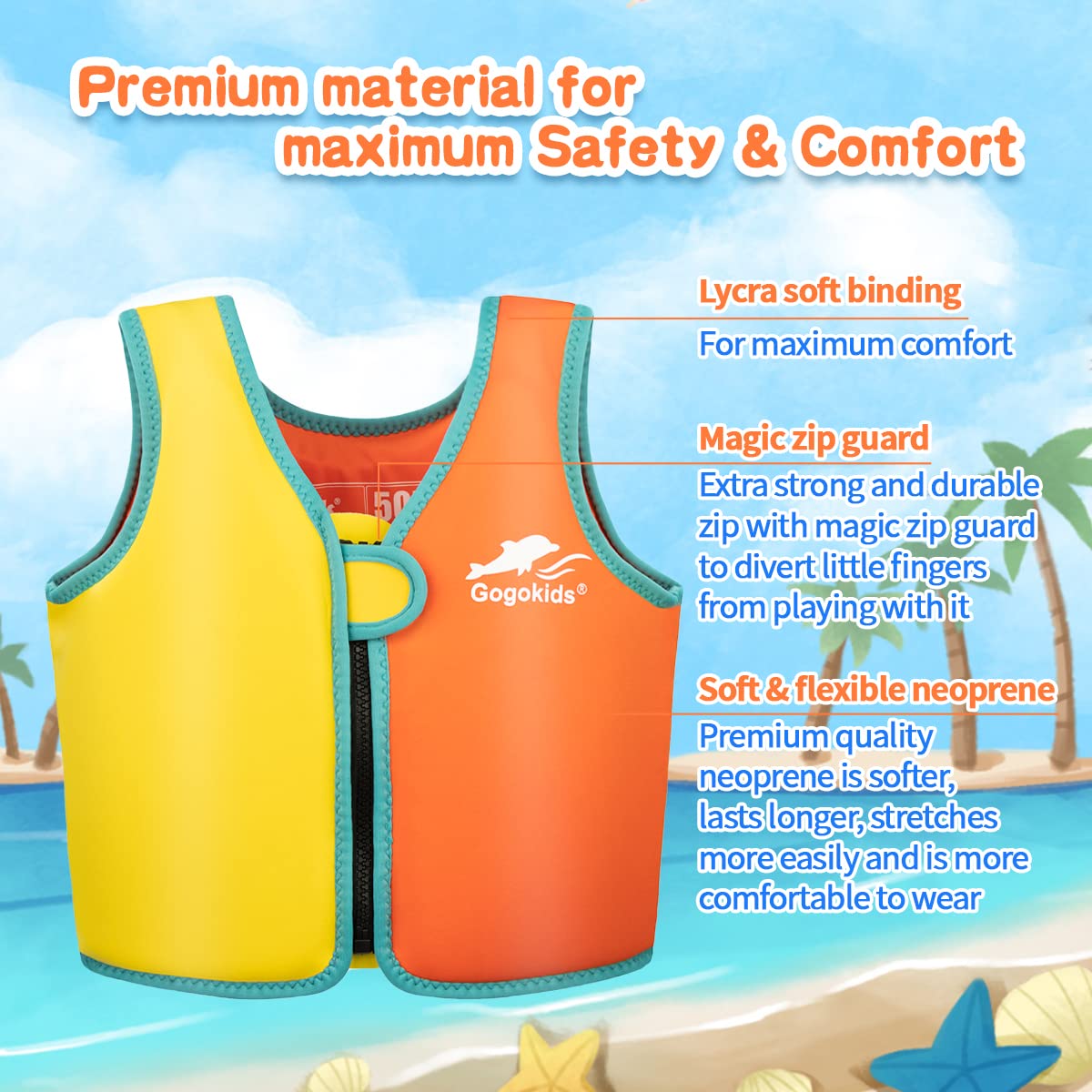 Vine Kids Swim Vest Toddler Learn to Swim Floatation Jackets Training Vest for Boys Girls (2-3 Years)