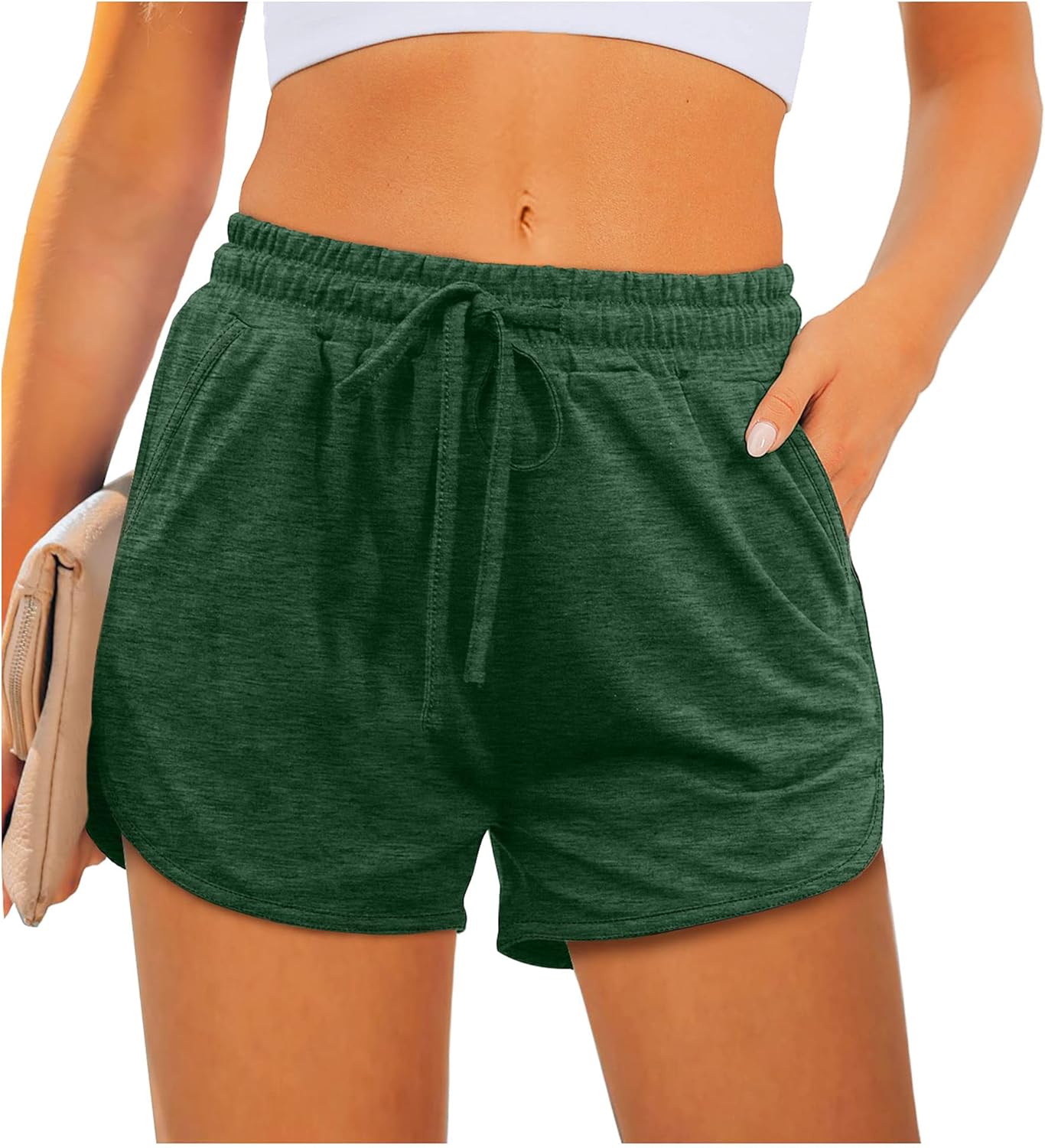 Aloodor Women's Athletic Running Shorts - Dolphin Style with Pockets & Adjustable Drawstring | Comfortable Fit