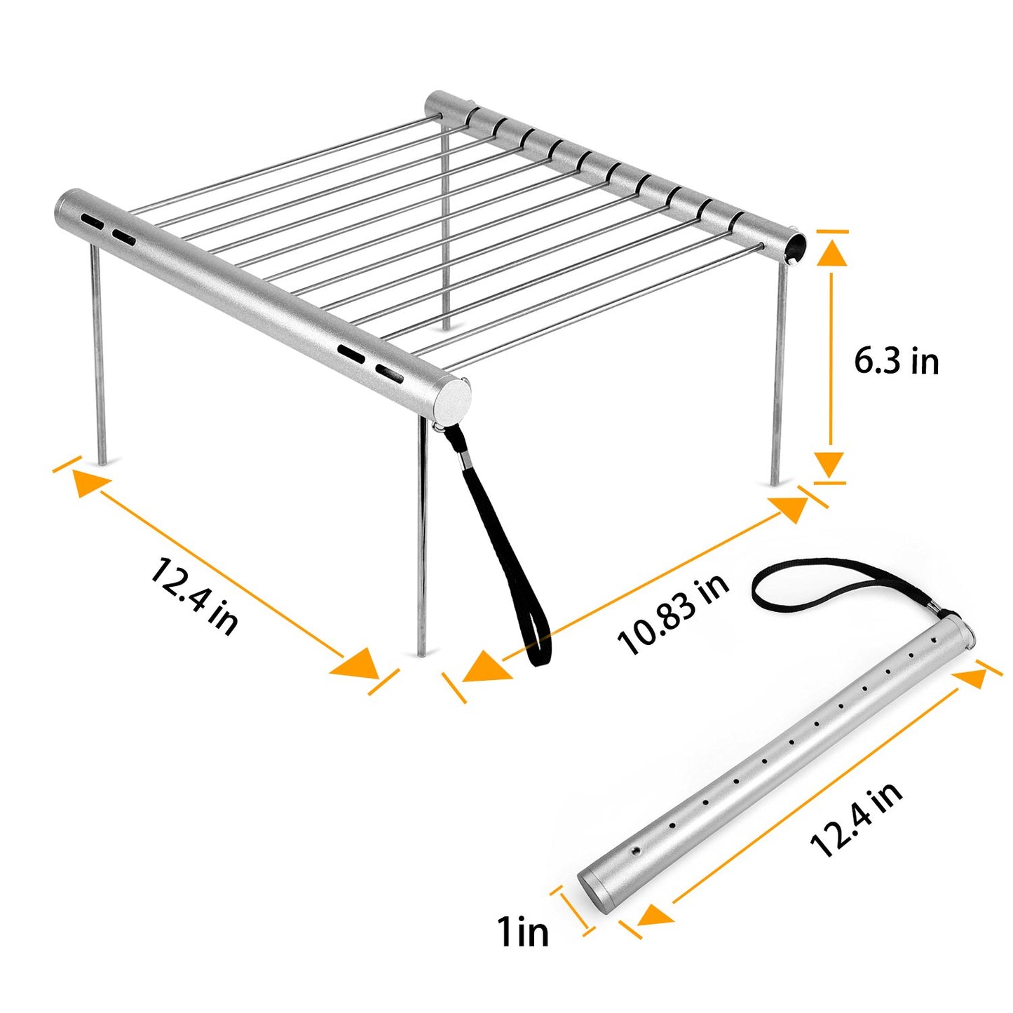 NASHRIO Portable Camping Grill, Folding Compact Stainless Steel Charcoal Barbeque Grill for Picnics, Backpacking, Backyards, Survival