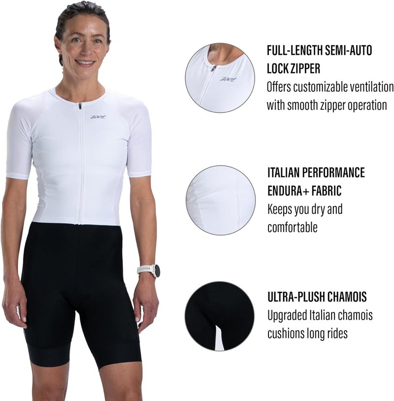 Zoot Women's Triathlon Racesuit - Short Sleeve Moisture-Wicking Design with Plush Chamois | Perfect for Race Day
