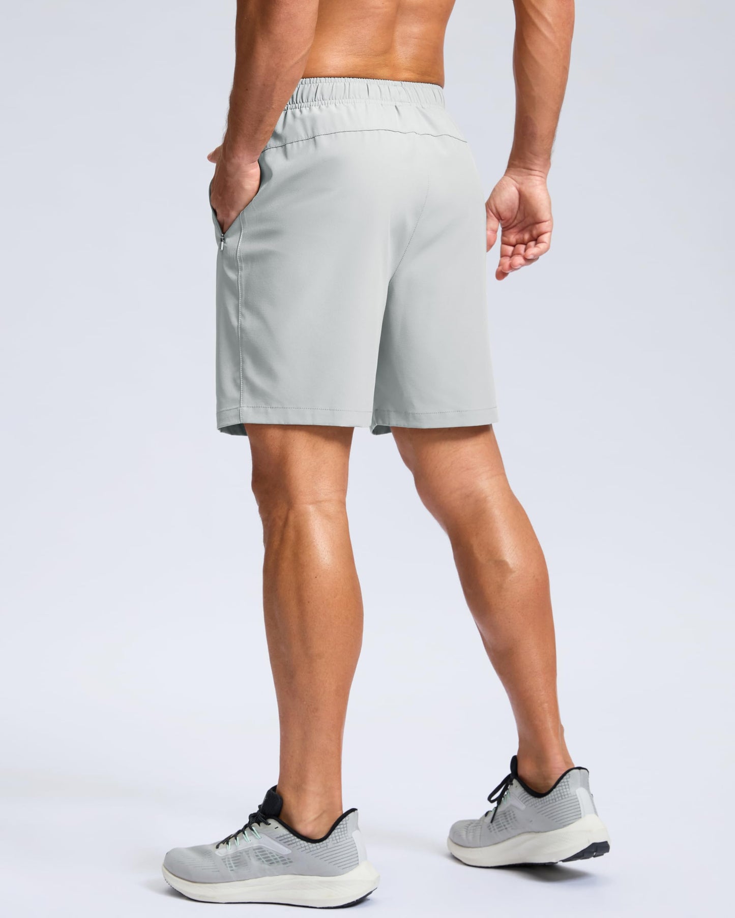 G Gradual Men's Athletic Running Shorts with Zipper Pockets Quick Dry 7"/ 5"/ 9" Workout Gym Shorts for Basketball Hiking(Platinum Grey,7M)