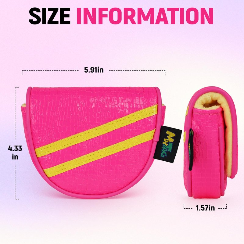 mytag Center Shaft Mallet Putter Cover for LAB OZ1 Putter, Putter Headcover for Women Magnetic Closure Shiny Pink