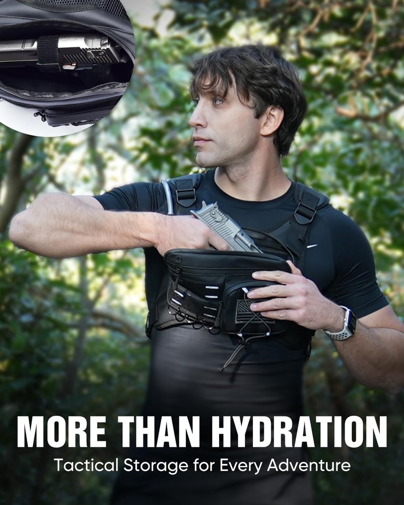 Zelvot Running Vest with 2L Water Bladder, Hydration Backpack, U.S. Design Patent, Lightweight Hydration Pack with Gear Holder, Reflective Chest Pack for Men Women for Marathon (Black, M/L)