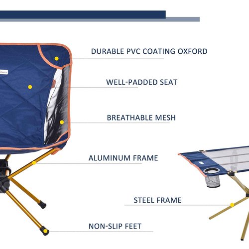 Outsunny 3 Piece Compact Camping Folding Chair, Padded Outdoor Chair with Portable Carry Bag, Easy Set Up, for Hiking Fishing Trip Beach