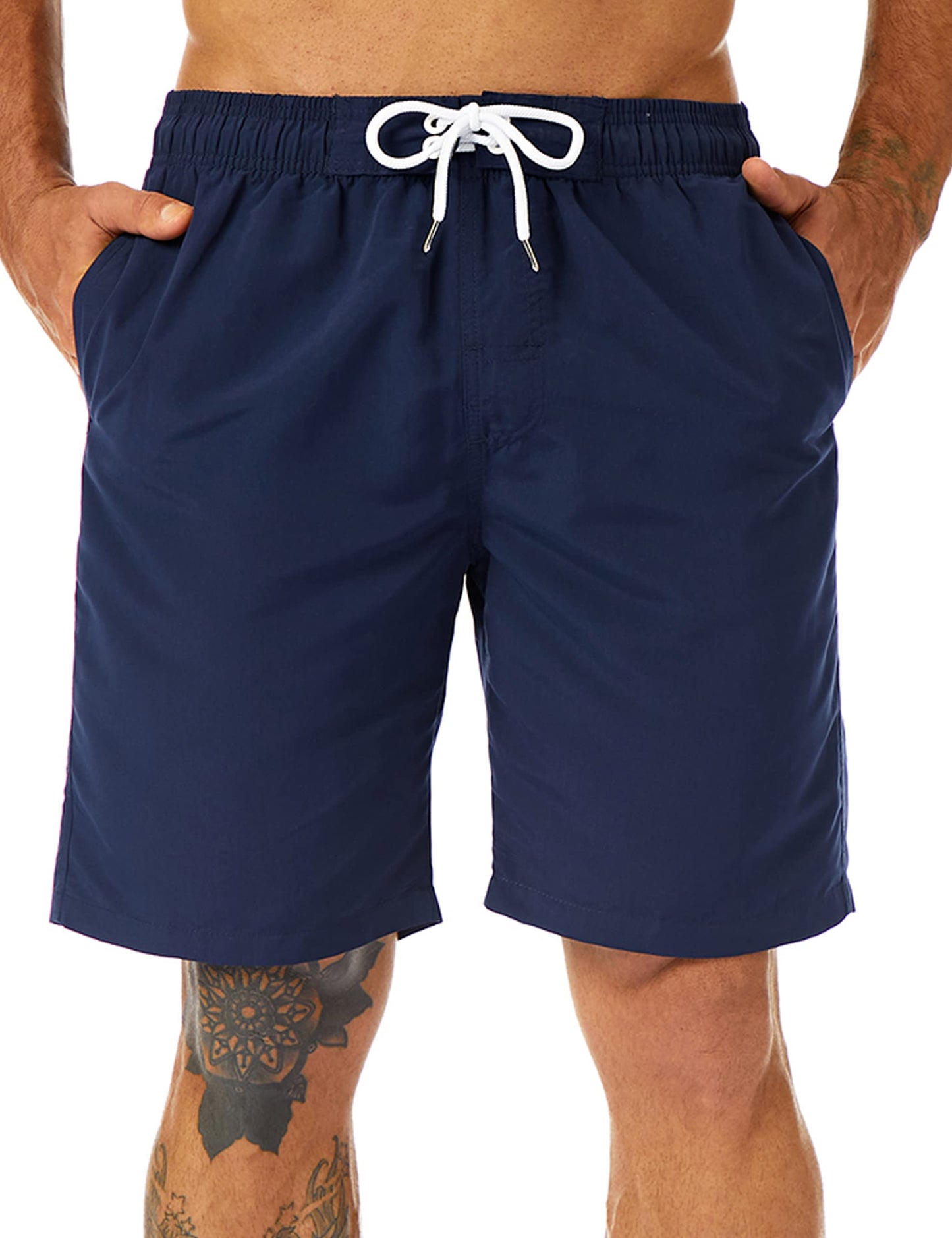 KAILUA SURF Mens Swim Trunks Long, Quick Dry Boardshorts, 9 Inch Inseam Mens Bathing Suits with Mesh Lining Navy Blue
