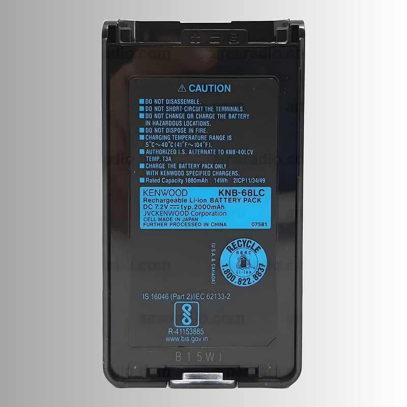 Kenwood KNB-68LC 7.2V 2000mAh Li Ion – Intrinsically Safe Battery Pack, Lightweight Durable Casing, Works with KSC-25S Rapid Charger, OEM