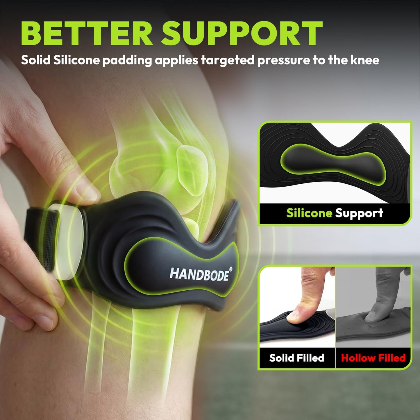 HANDBODE Patellar Tendon Support Strap, Knee Brace for Men & Women, 2 Pack
