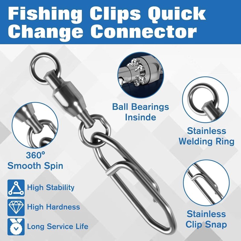 High Strength Snap Swivels - 25 Pack Quick Change Fishing Clips | Stainless Steel, Black Nickel Finish