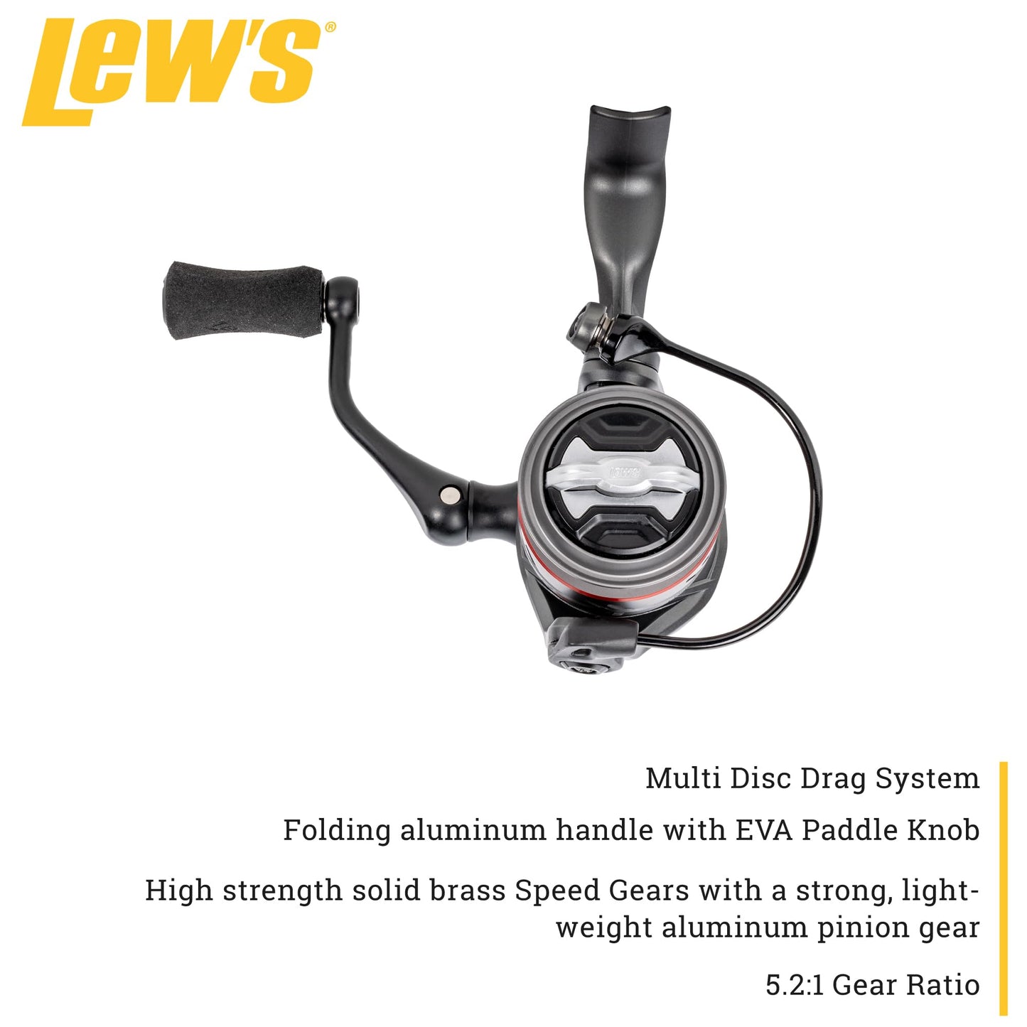 Lew’s Speed Spin CRX Spinning Fishing Reel, Size 75 Reel, 8+1 Bearings, 5.2:1 Gear Ratio, Graphite Frame and Sideplate, Solid Brass Speed Gears