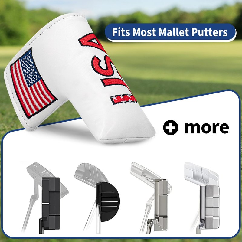Golf Mallet Putter Cover Headcover Golf Head Covers Headcover Club Protective Equipment. (White-Style A)