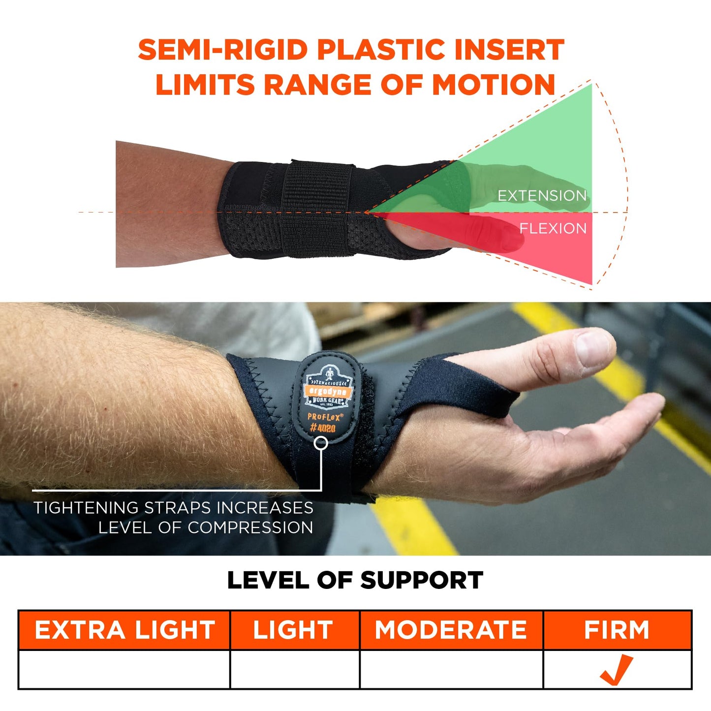 Ergodyne - 70204 ProFlex 4020 Right Wrist Support, Black, Medium