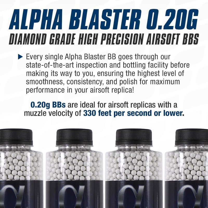 Alpha Blaster Airsoft BBs - 3300 Count High-Precision Plastic Pellets